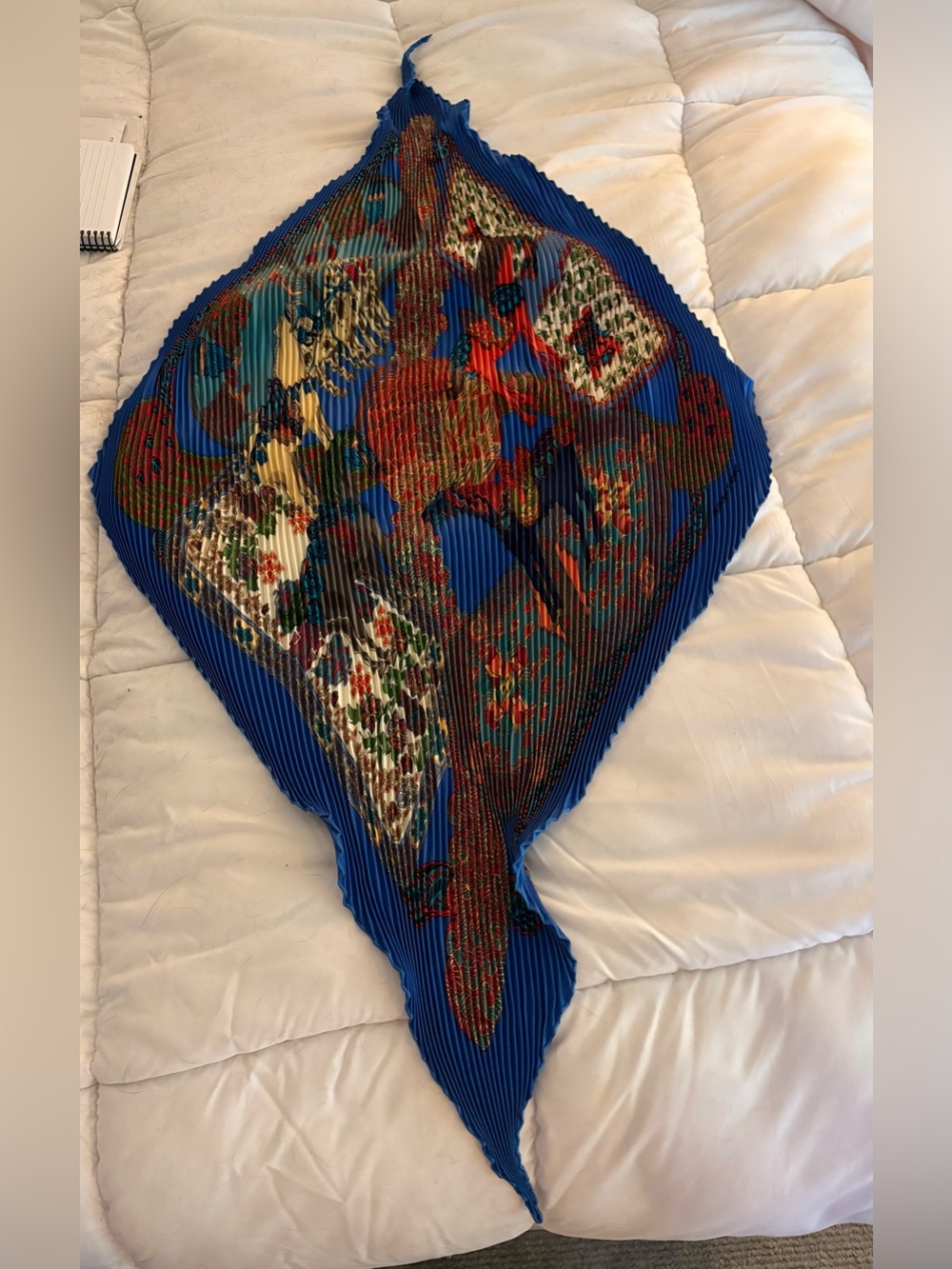 Blue Multicolor Hermes plisse scarf - Picture 2 of 5